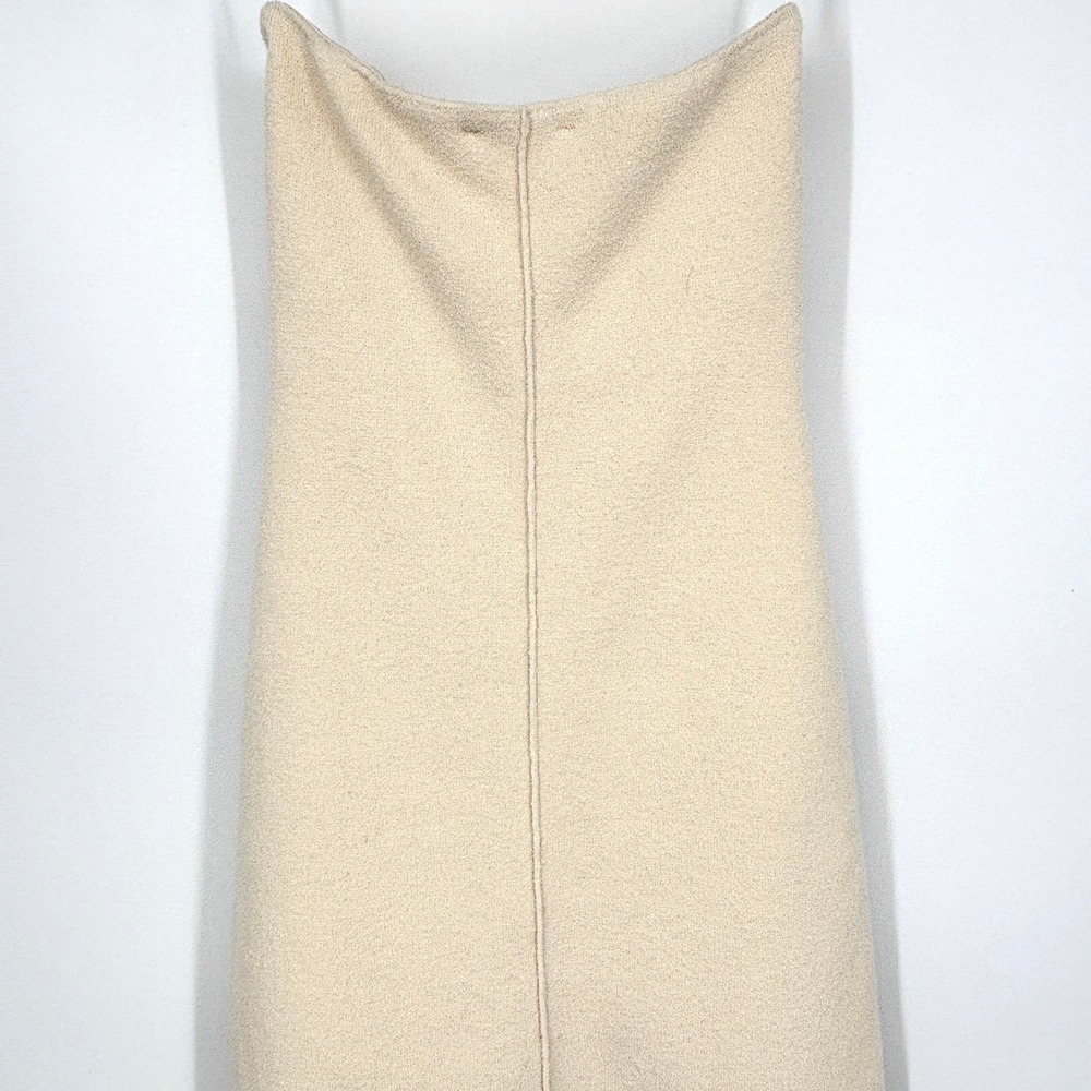 Dissh Owen Cream Crepe Knit Strapless Column Dress Split Hem Bodycon XS - Picture 10 of 15